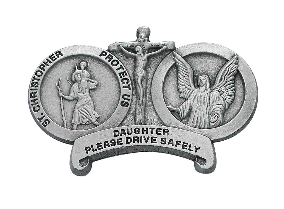 Pewter St. Christopher / Guardian Angel Daughter Visor Clip- VC-835