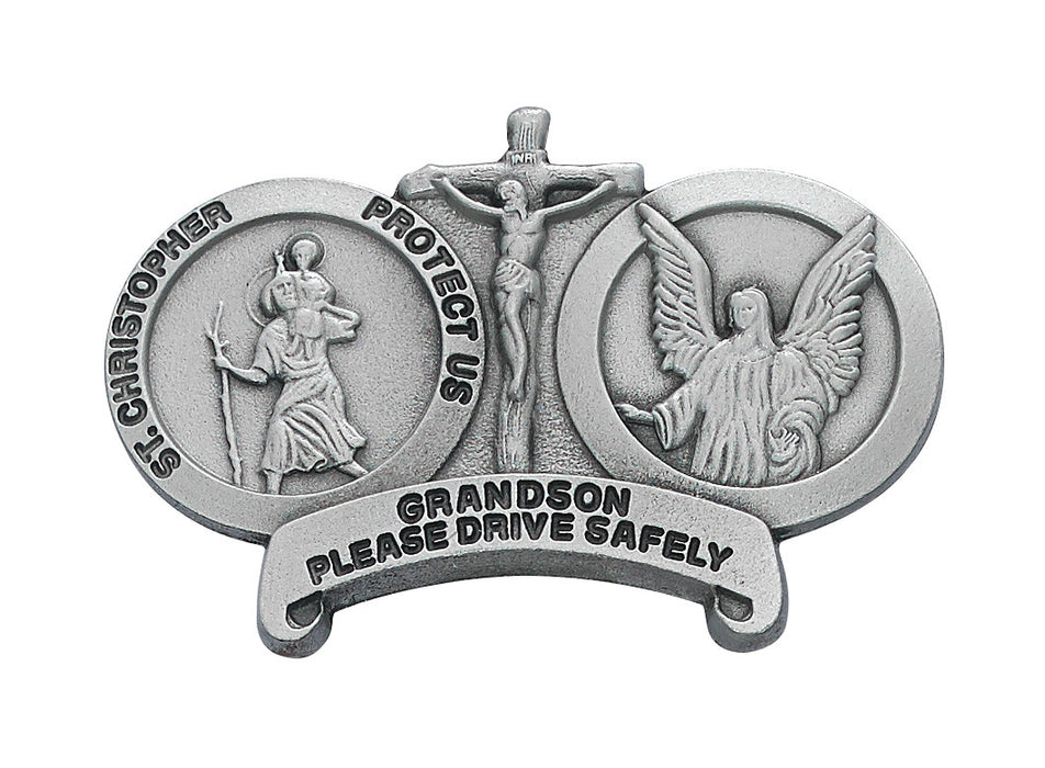 St. Chris Visor Clip- Grandson inscription - VC-846