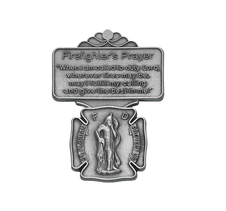 Pewter Firefighter Prayer Visor Clip - VC-861