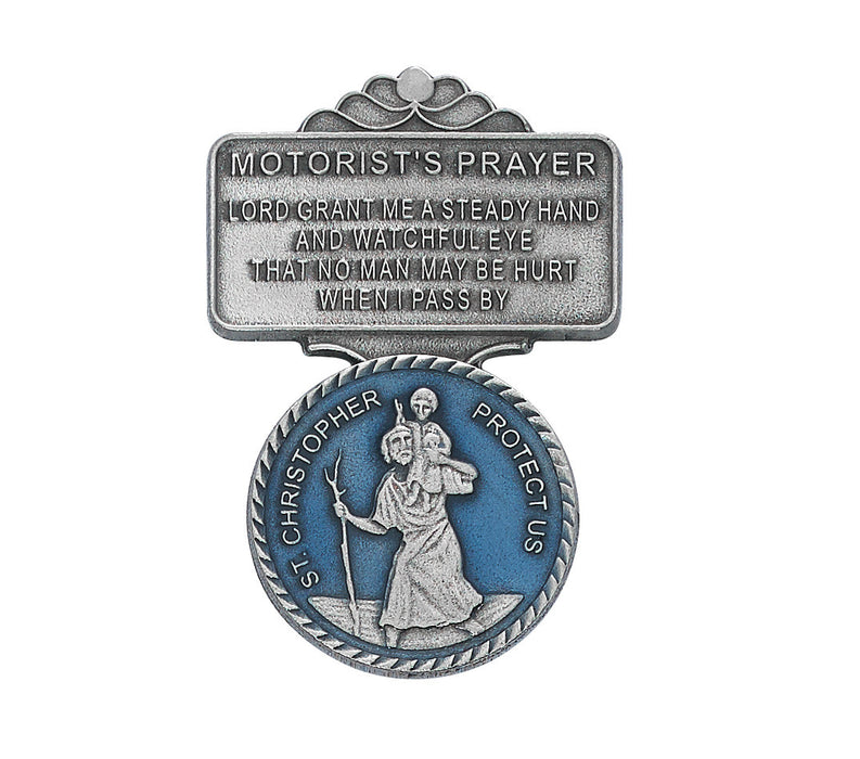 St. Christopher Visor Clip with Blue Enamel - VC-867