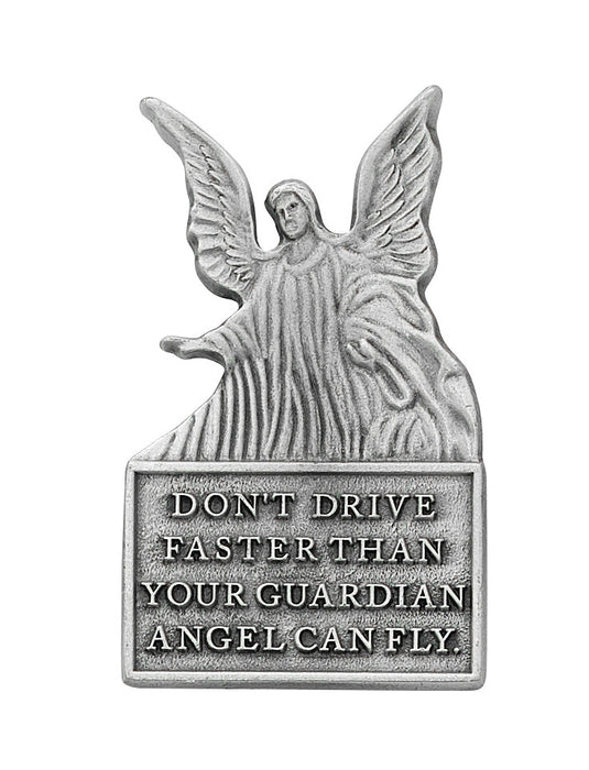 “Don’t Drive Faster” Guardian Angel Visor Clip – Pewter - VC-896