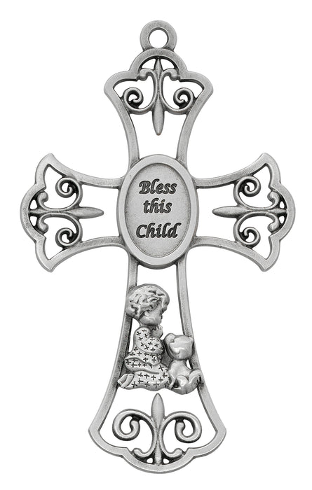 Baby Pewter Boy with Puppy Cross Boxed - 73-45