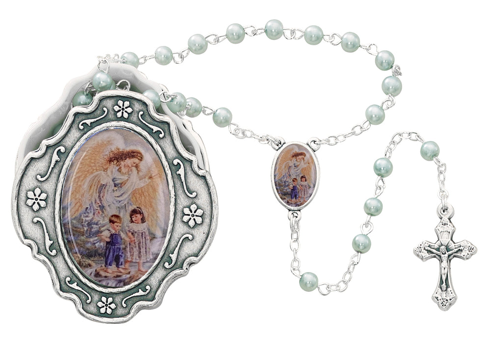 Guardian Angel Box and Blue Rosary - 760-90