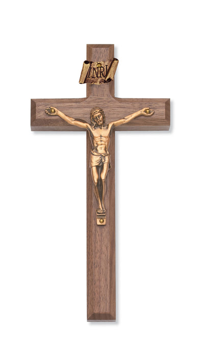8 in. Beveled Walnut Crucifix Boxed - 80-01