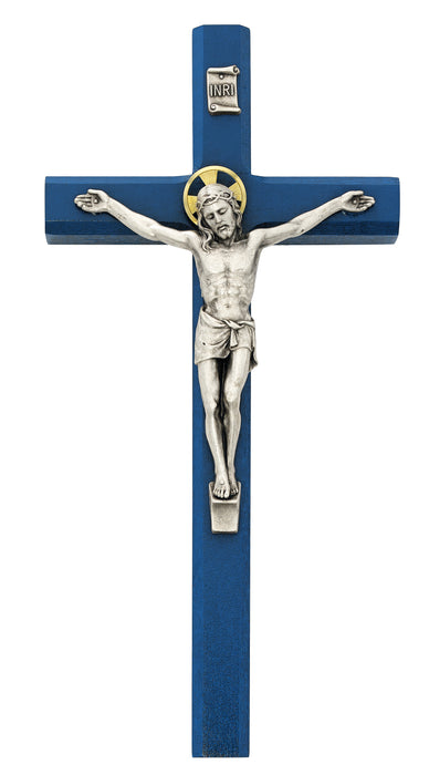 10in Navy Blue Crucifix Silver Ox Corpus - 80-187