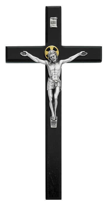 12 in. Beveled Black Wood Crucifix Boxed - 81-06