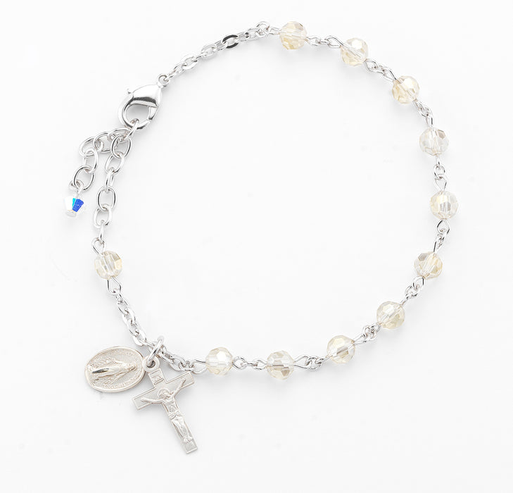 Silk Round Faceted Crystal Rosary Bracelet - BR5050SL