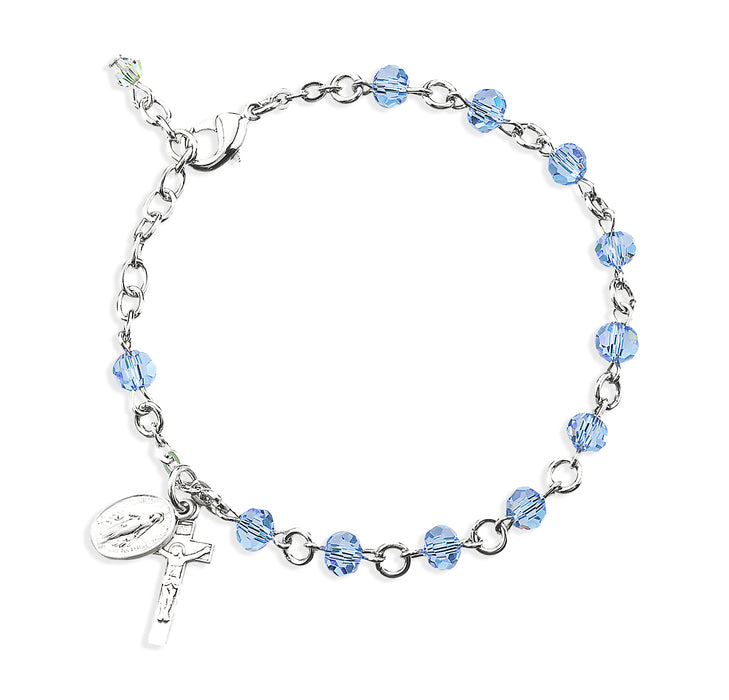 Violet Round Faceted Crystal Rosary Bracelet - BR5050VT
