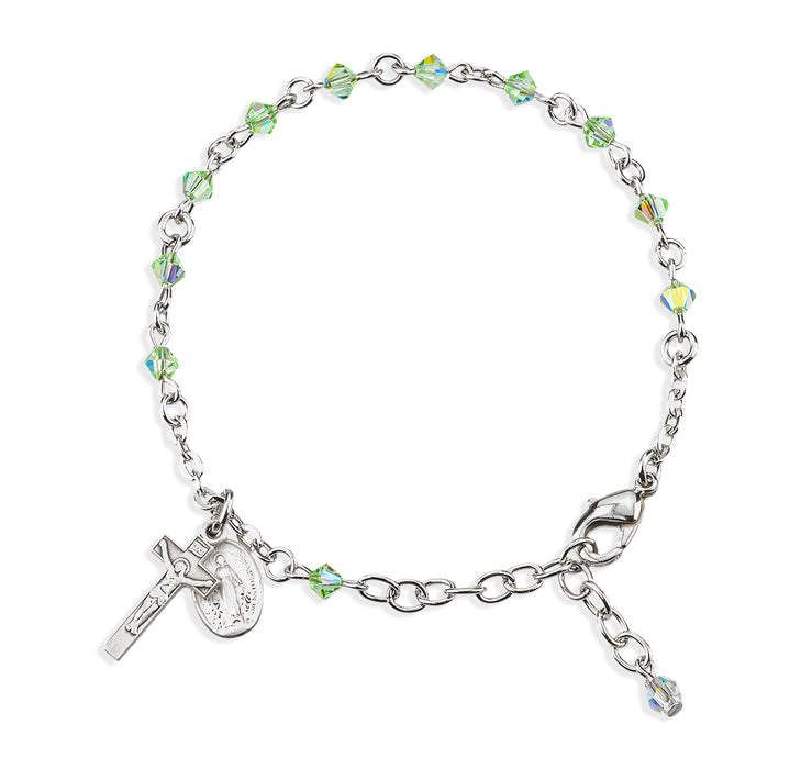 Rosary Bracelet Created with 4mm Chrysolite Finest Austrian Crystal Rondelle Beads by HMH - BR6504CL