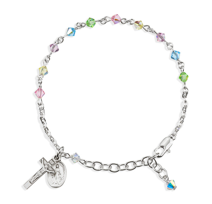 Rosary Bracelet Created with 4mm Multi-Color Finest Austrian Crystal Rondelle Beads by HMH - BR6504ML