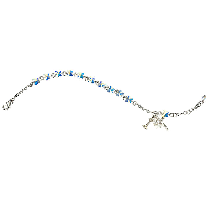 Rosary Bracelet Created with 6mm Aurora Borealis Finest Austrian Crystal Butterfly Beads by HMH - BR8301FCCR
