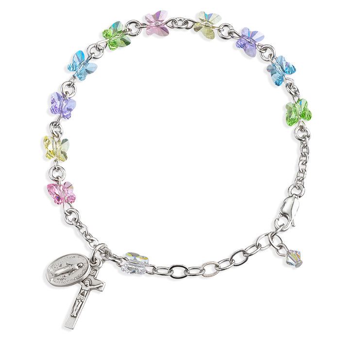 Rosary Bracelet Created with 6mm Multi-Color Finest Austrian Crystal Butterfly Beads by HMH - BR8301ML