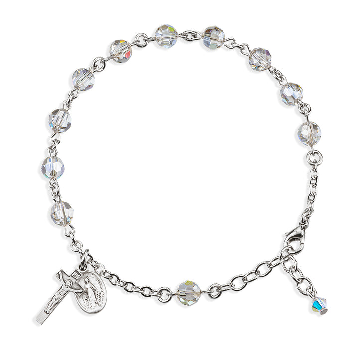 Rosary Bracelet Created with 6mm Smoked Finest Austrian Crystal Round Beads by HMH - BR8550SC