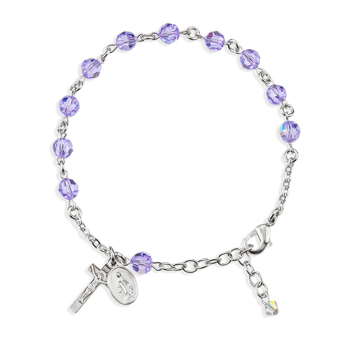 Rosary Bracelet Created with 6mm Violet Finest Austrian Crystal Round Beads by HMH - BR8550VT