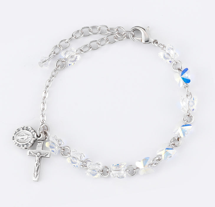 Crystal Rosary Bracelet Created with 6mm Aurora Finest Crystal Butterfly Beads by HMH - BX8301CR