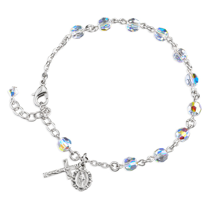 Round Crystal Rosary Bracelet Created with 6mm finest Austrian Aurora Crystal Beads by HMH - BX8550CR