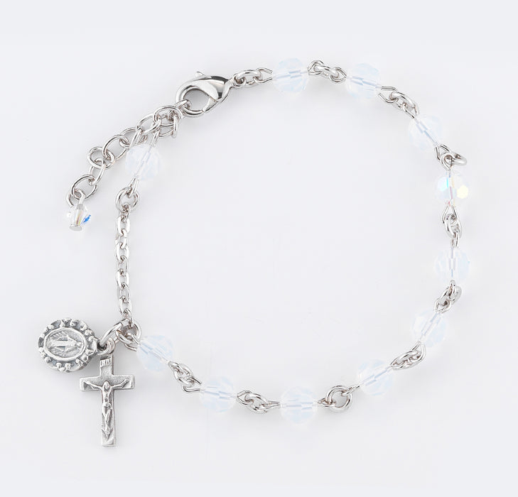 Round Crystal Rosary Bracelet Created with 6mm finest Austrian Crystal Opal Beads by HMH - BX8550OP