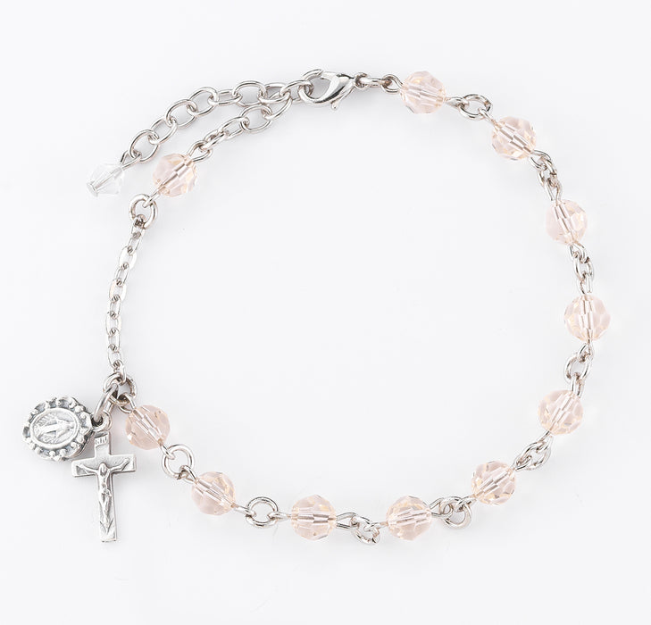 Round Crystal Rosary Bracelet Created with 6mm finest Austrian Crystal Silk Beads by HMH - BX8550SL