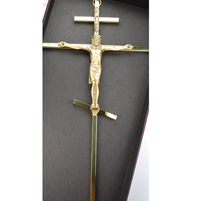 10 in Brass Greek Crucifix Boxed - C510-M29G