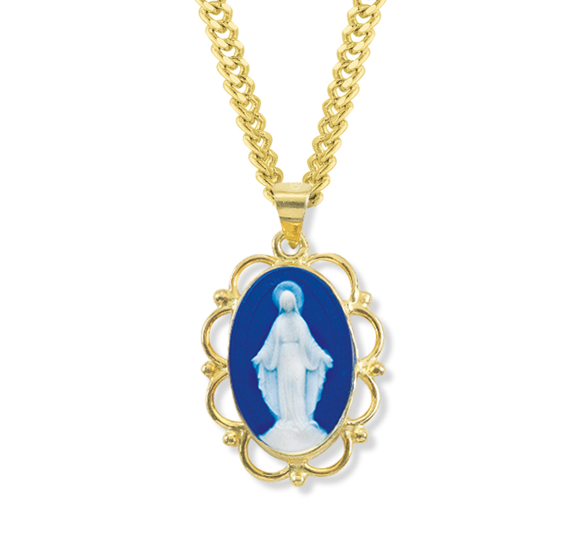 Dark Blue Gold Over Sterling Silver Cameo Miraculous Medal - CM1700GS1 ...