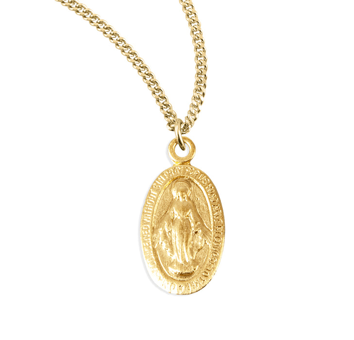 Gold Over Sterling Silver Oval Miraculous Medal - GS110118