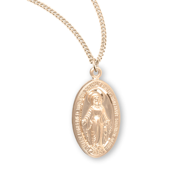 Gold Over Sterling Silver Oval Miraculous Medal - GS110718