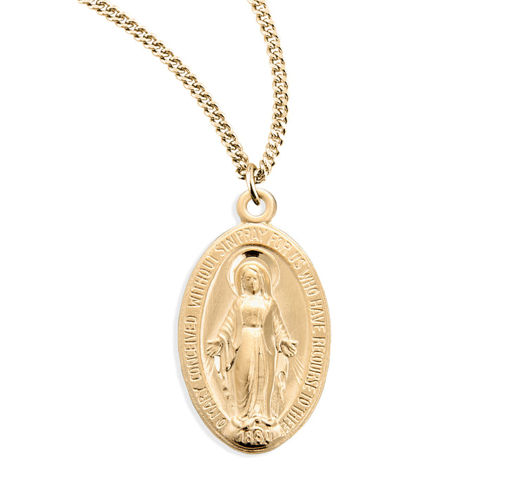 Gold Over Sterling Silver Oval Miraculous Medal - GS110824