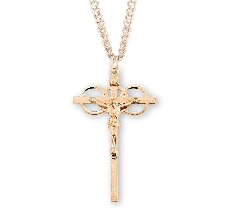 Three Ring Gold Over Sterling Silver Wedding Crucifix - GS11024