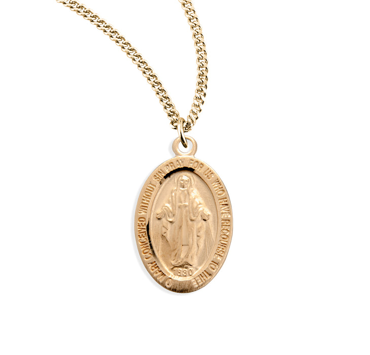 Gold Over Sterling Silver Oval Miraculous Medal - GS111413