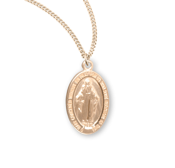 Gold Over Sterling Silver Oval Miraculous Medal - GS111518