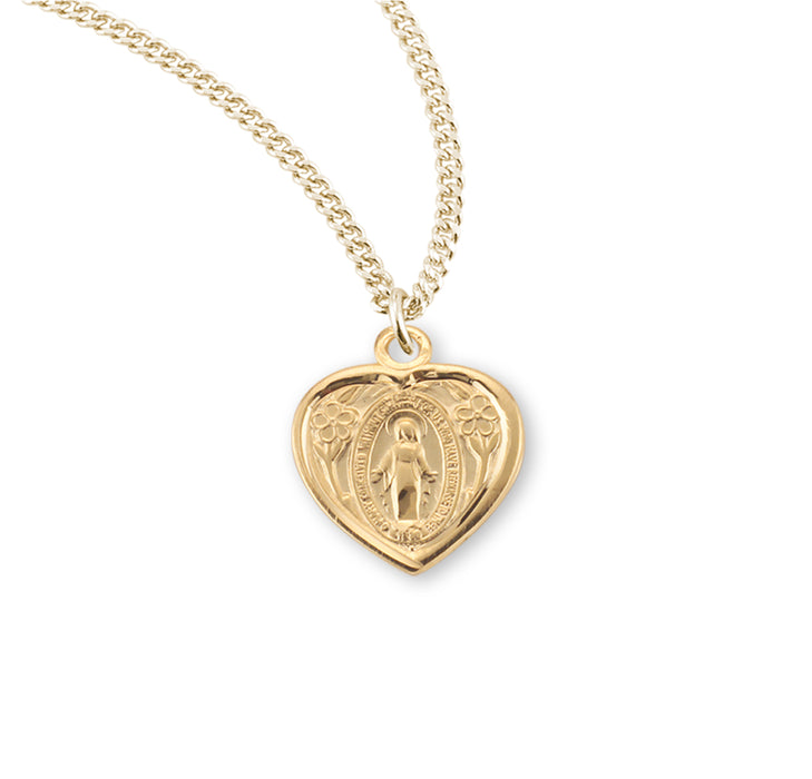 Gold Over Sterling Silver Heart Shape Miraculous Medal - GS112418