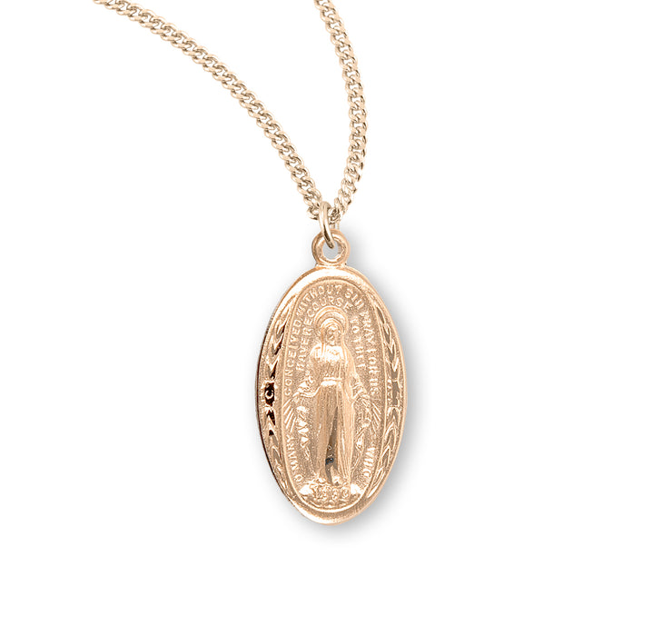 Gold Over Sterling Silver Oval Miraculous Medal - GS118918