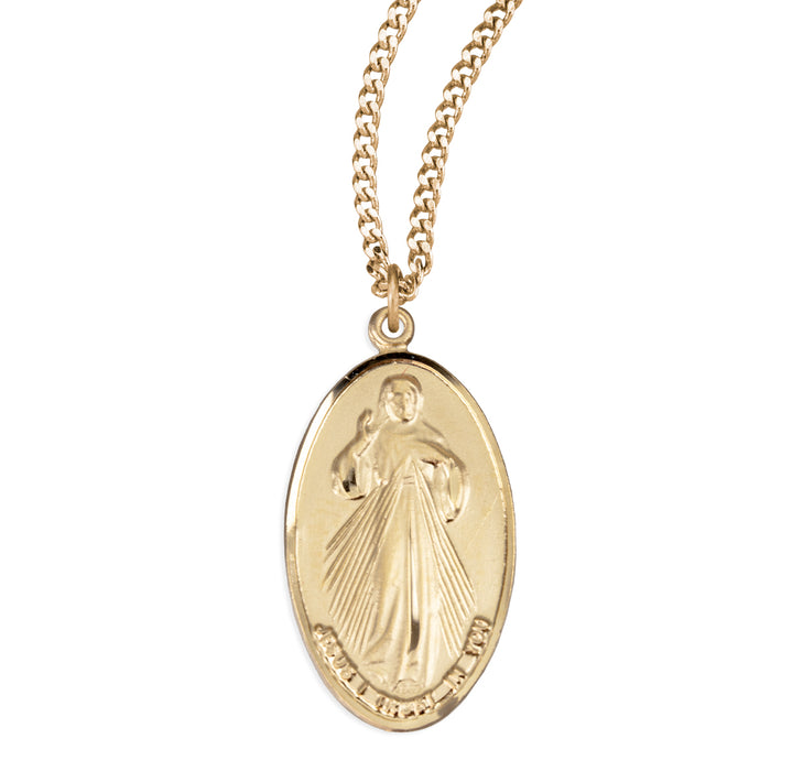 Gold Over Sterling Silver DiVine Mercy Medal - GS120618