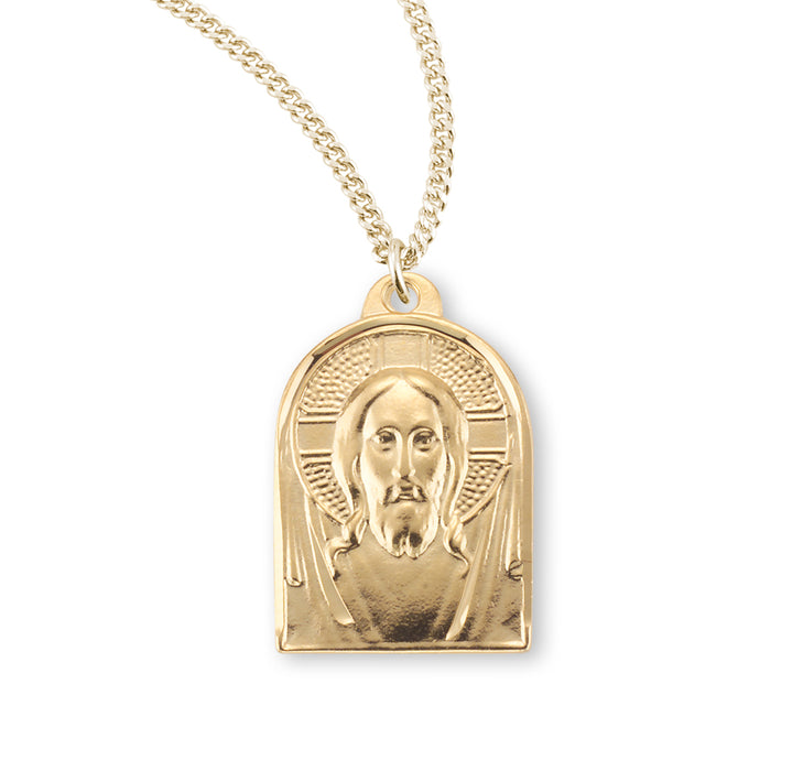 Gold Over Sterling Silver Medal of Christ - GS121518