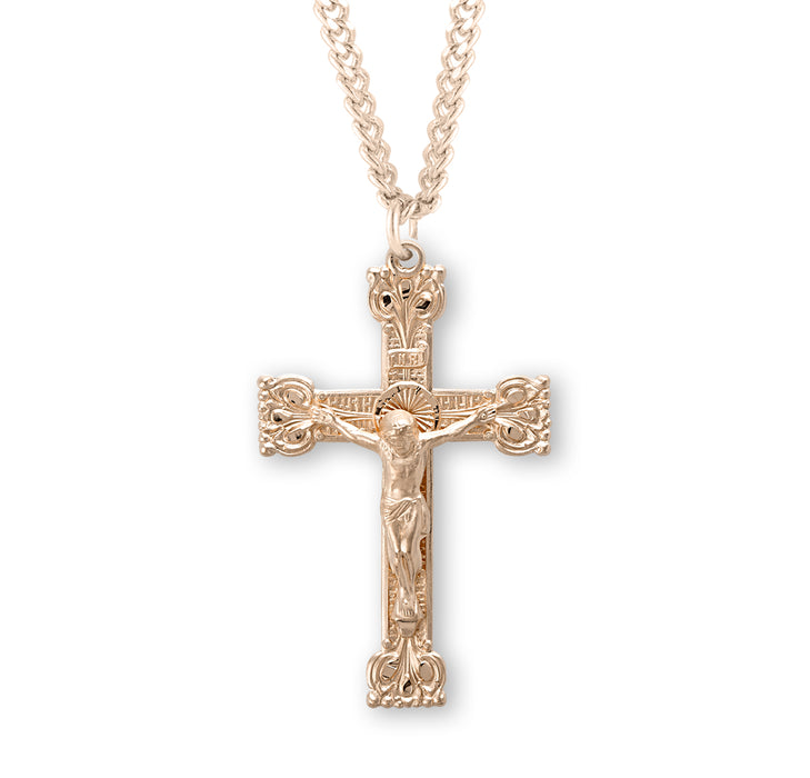 Gold Over Sterling Silver Highly Detailed Crucifix - GS13224