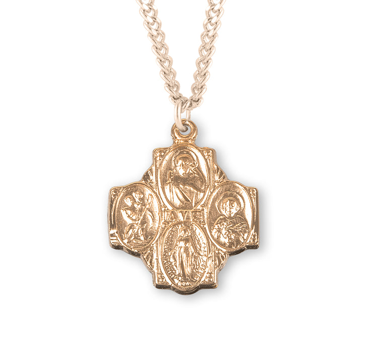 Gold Over Sterling Silver Four-Way Medal - GS140220