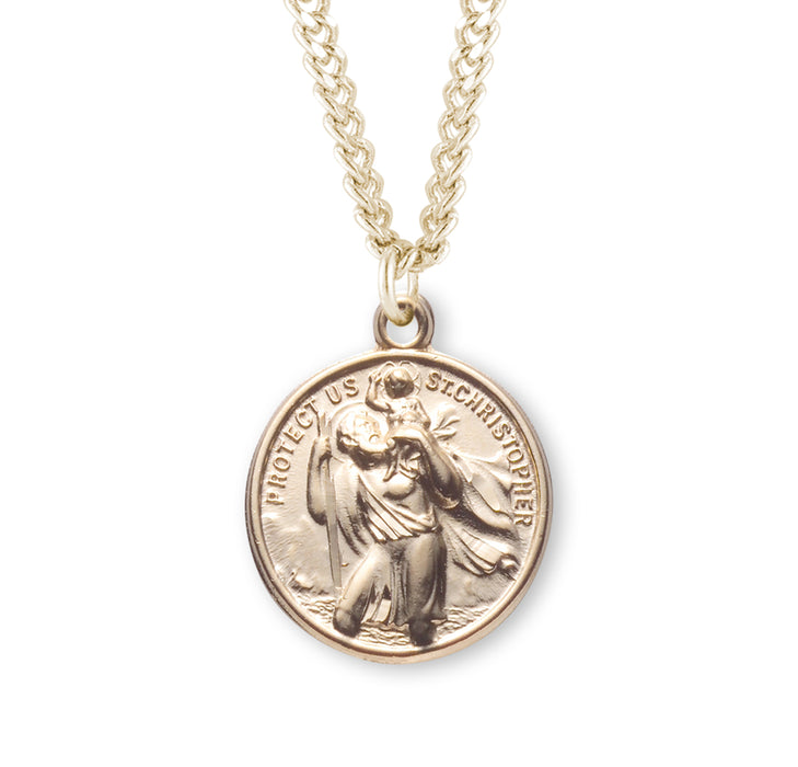 Saint Christopher Double Sided Gold Over Sterling Silver Medal - GS150024