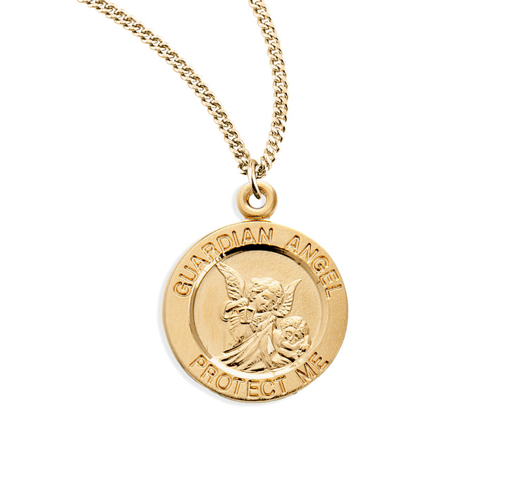 Guardian Angel Med Round Gold Over Sterling Silver Medal - GS159418