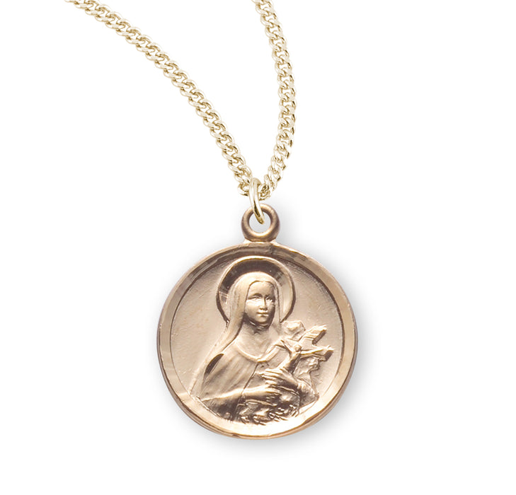 Gold Over Sterling Silver Saint THerese The Little Flower Medal - GS159718