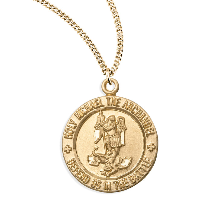 Saint Michael Round Gold Over Sterling Silver Medal - GS160018