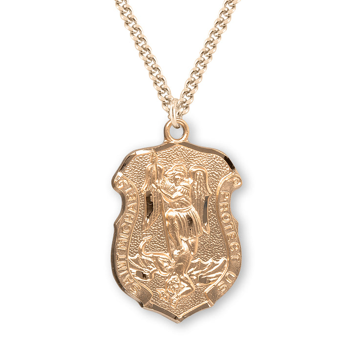 Saint Michael Gold Over Sterling Silver Badge Medal - GS160624