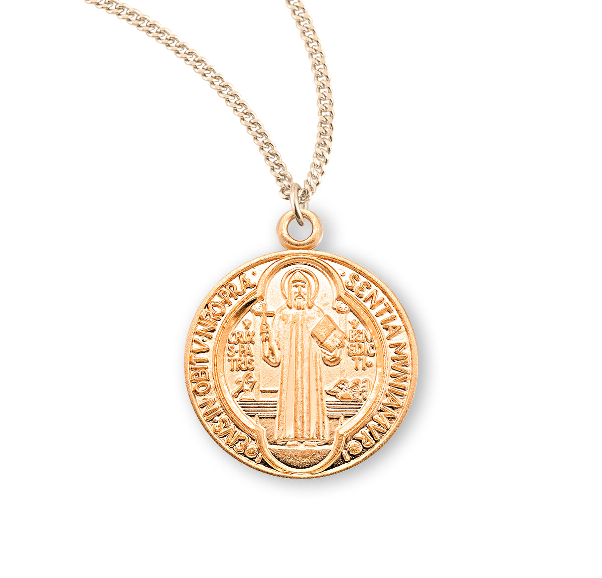 Saint Benedict Round Jubilee Gold Over Sterling Silver Medal - GS16791 ...