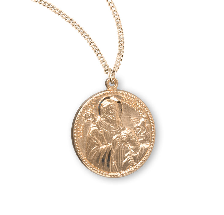 Saint Benedict Round Gold Over Sterling Silver Medal - GS169820