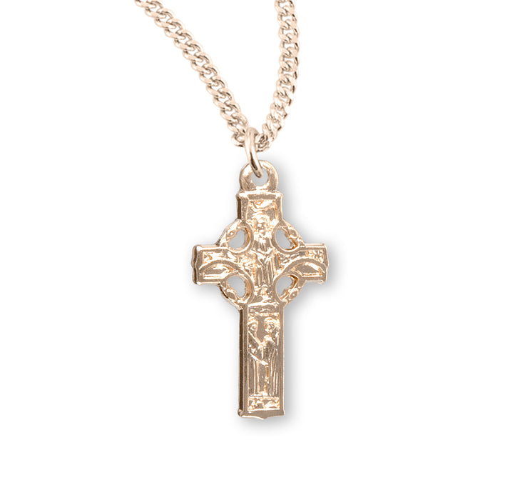 Gold Over Sterling Silver Irish Celtic Cross - GS172018