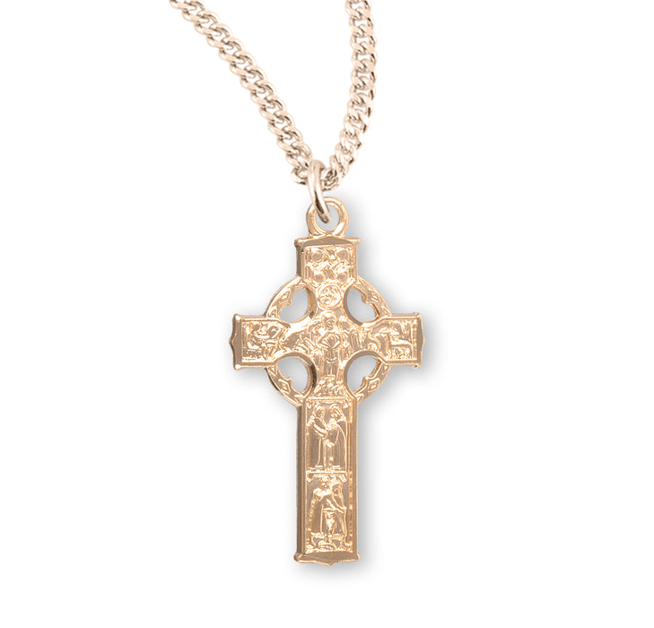 Gold Over Sterling Silver Irish Celtic Cross - GS172118