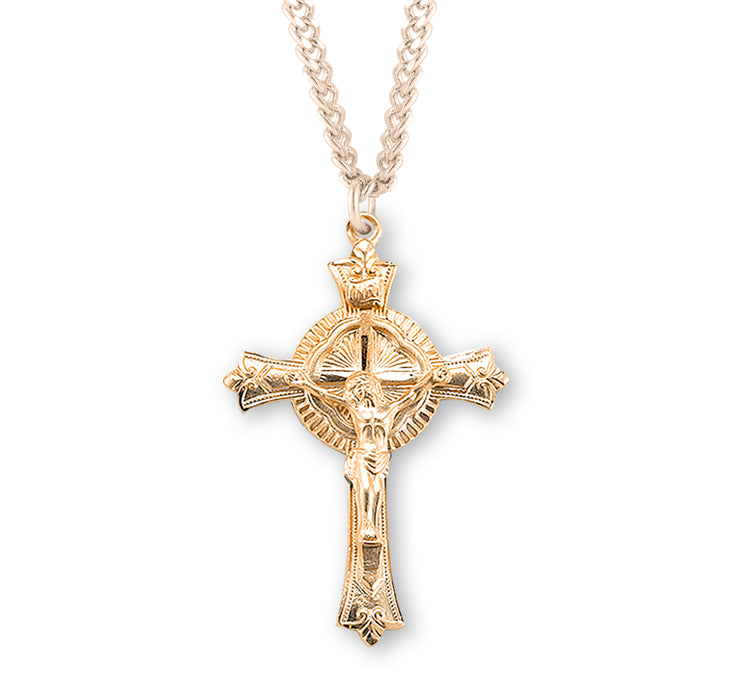 Gold Over Sterling Silver Fine Detailed Crucifix - GS17224