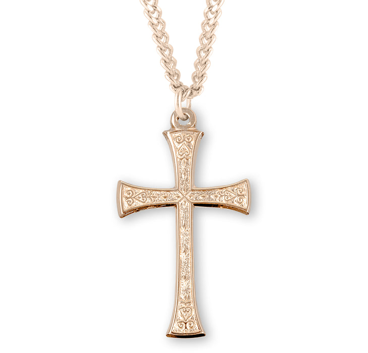 Gold Over Sterling Silver Detailed Cross - GS175618