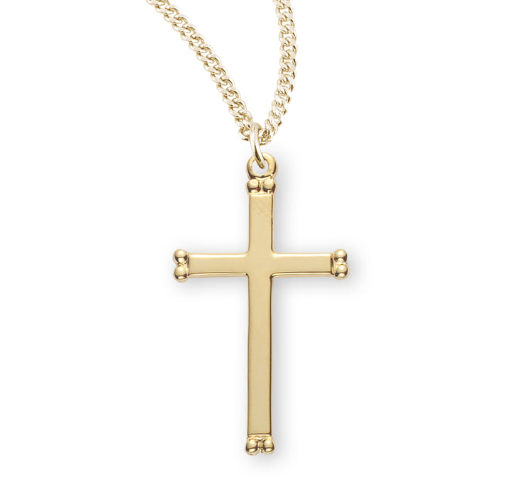 Beaded End Gold Over Sterling Silver Cross - GS177118