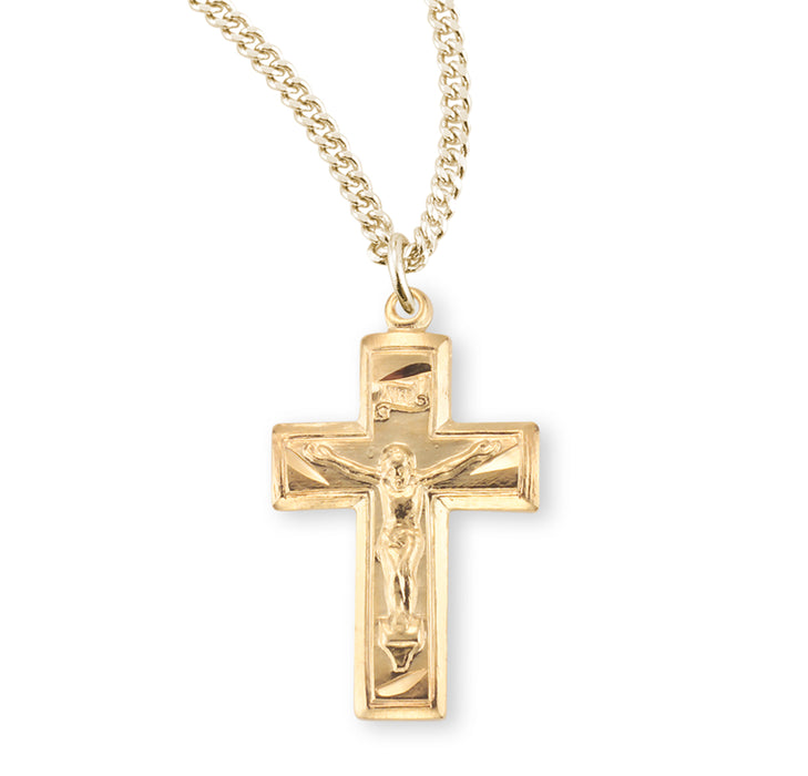 Gold Over Sterling Silver Wide Crucifix - GS181518