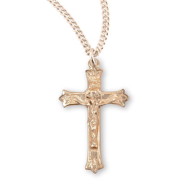 Triple Flare Tip Gold Over Sterling Silver Crucifix - GS182818